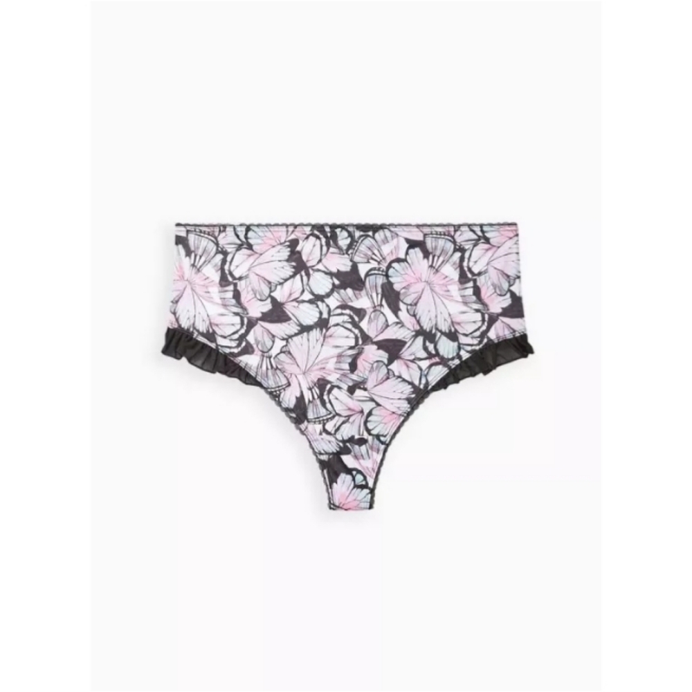 torrid | Satin Ruffle Underwire Bra and Satin Ruffle High-Rise Thong Panty Set - Picture 8 of 10